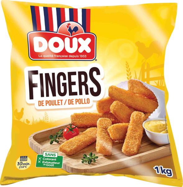 FRITES FINGERS DE POULET PANÉES 1KG DOUX
